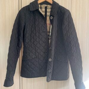 Burberry Nylon Black Quilted Coat with Classic Check Lining